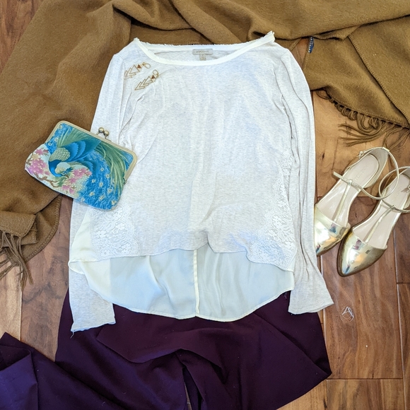 Anthropologie Bordeaux satin back Soft T - Picture 5 of 6